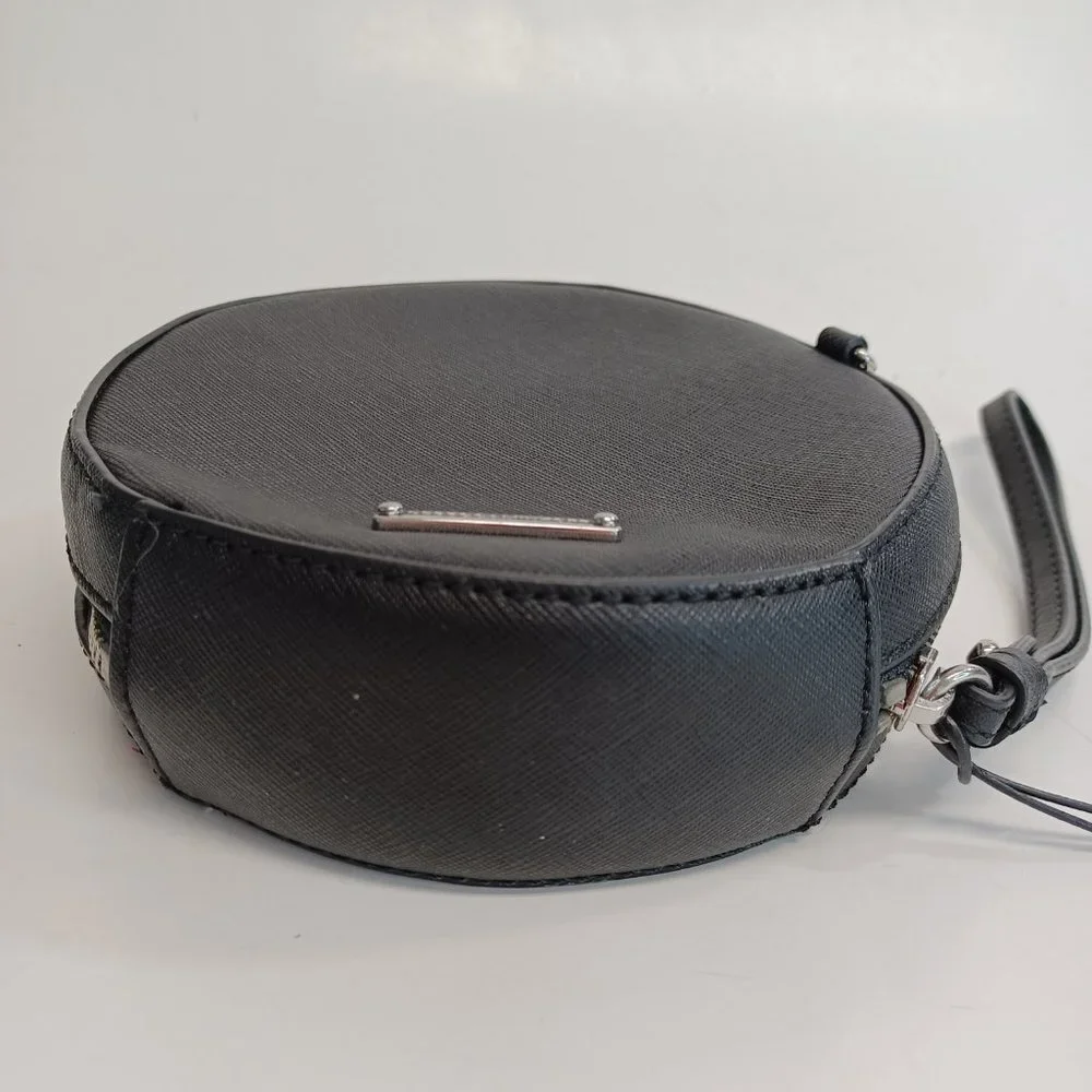 Rebecca Minkoff Bag Small Black Perforated Leather Circle Bag Wristlet NEW‎